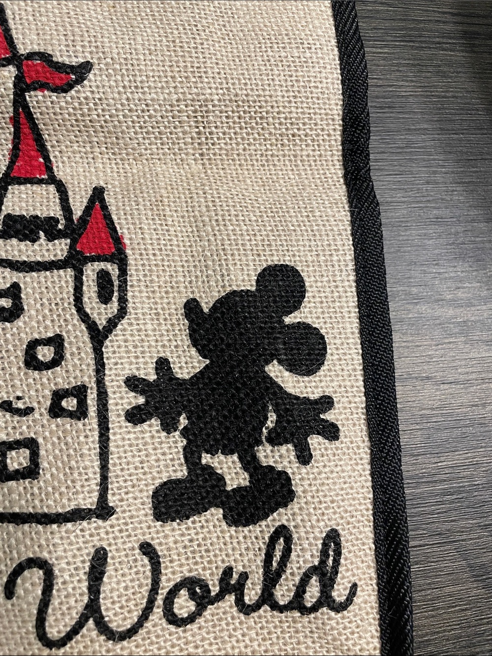 Disney Beige Burlap Castle Tote with Red and Black Accents - Picture 3 of 5